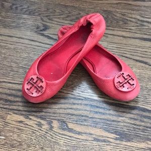 Red Tory Burch leather Reva flats
